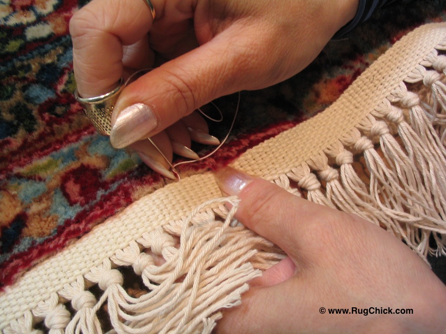 Some rug owners like the look of knotted fringe when theirs has worn away. 