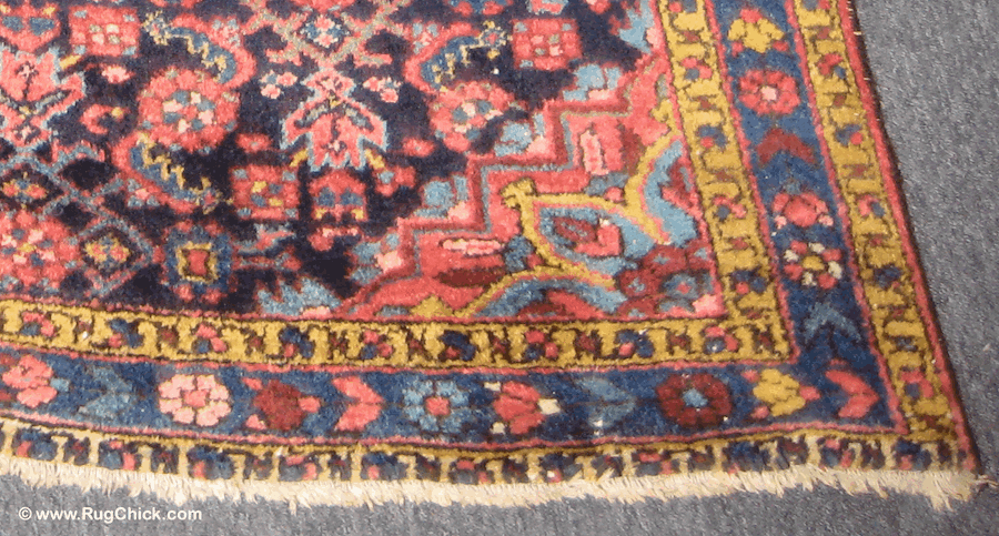 Older rugs tend to have short fringe because it’s worn off.