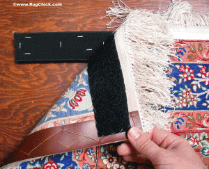 Velcro on a rug for hanging