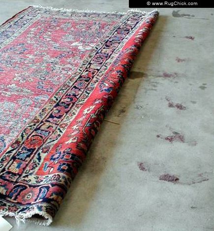 Vacuum the back of a rug to shake out loose dirt