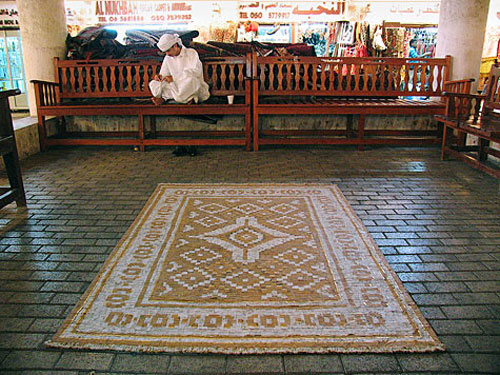 Rug made out of cigarettes.