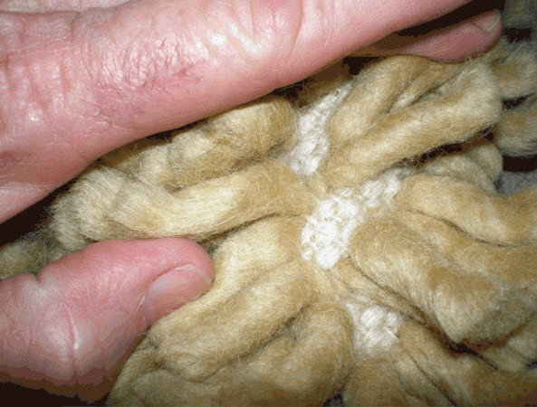 Wool shag “noodle” rug.