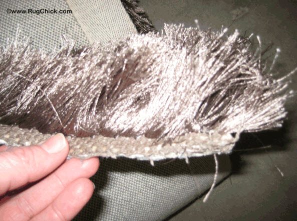 Side view construction of viscose-poly shag.