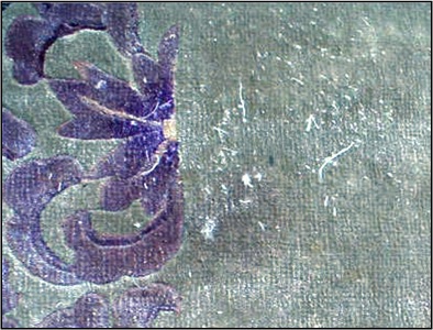 Artificial Silk rayon rug with shedding of fibers.